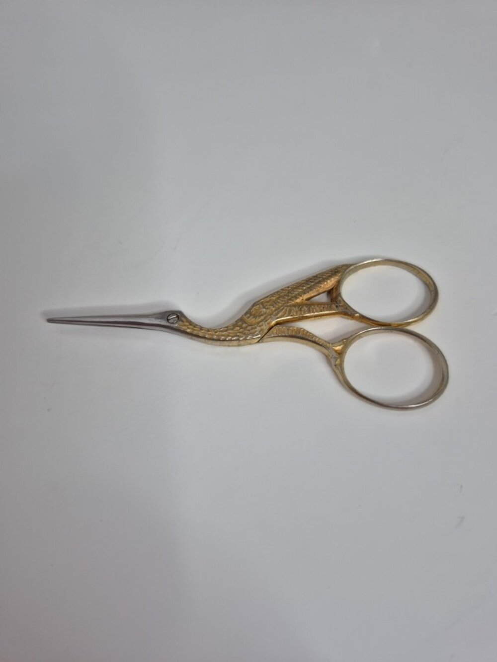 Vintage Embroidery Scissors  Stork Crane Sewing 3.5” Made In Pakistan Gold Tone